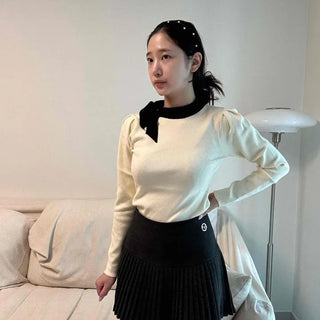 High-waisted Wool Pleated Belted Mini Skirt with Built-in Shorts
