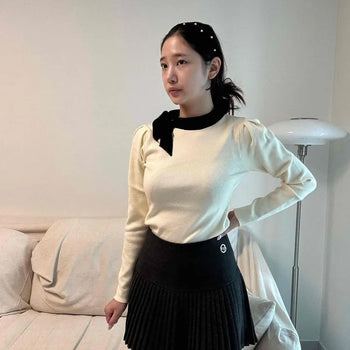 High-waisted Wool Pleated Belted Mini Skirt with Built-in Shorts