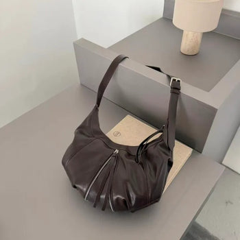 Croissant Leather Shopping Zipper Cross Shoulder Bag