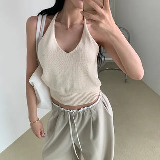 Rollin knit halterneck sleeveless top