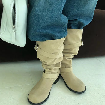 Lilu Buckle Suede Boots -
