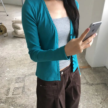 Deep V-neck Cardigan
