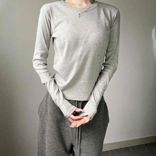 Cotton Round Neck Slim Fit Long Sleeve T-shirt