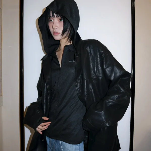 Masaki Leather Half Coat