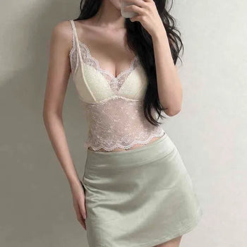 Satin High-Waisted H-Line Zipper Mini Skirt