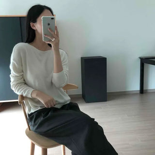 Cashmere Boat Neck Loose Fit Delicate Fit Soft High-Quality Knit