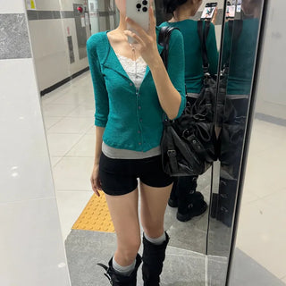 [From now on/Looks slim] Vivid 3/4 Sleeve Cardigan