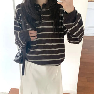 Striped Collared Long Sleeve Knit