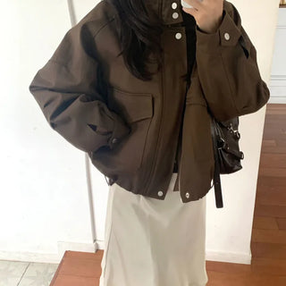 High-Neck Oversized Short Field Jacket