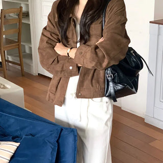 Collared Suede Blouson Jacket