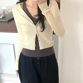 Layered Halter Sleeveless Cardigan Set