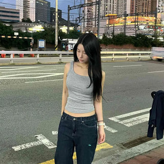 Kou Square Neck Basic Sleeveless Top