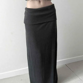 Sieta Folding Low-Rise Slim Maxi Long Skirt