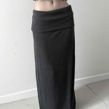 Sieta Folding Low-Rise Slim Maxi Long Skirt