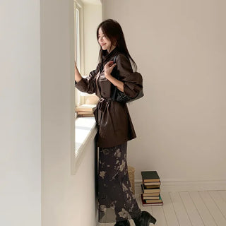 Strap paper leather jacket