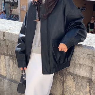 Matte Oversized Leather Jacket Jumper