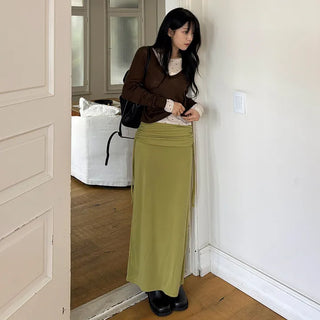 Icon String Folding H-Line Maxi Skirt