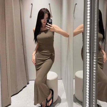 Square Neck Sleeveless Stretch Mermaid Long Dress