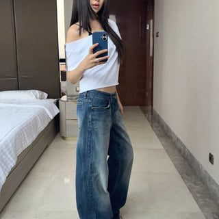 faded lowrise wide jeans