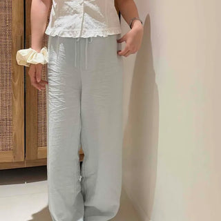 Airy Flowy Breathable Two-Way Elastic Wide Long Pants