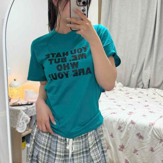 Cotton Loose Fit Round Neck Logo Lettering Short Sleeve T-shirt
