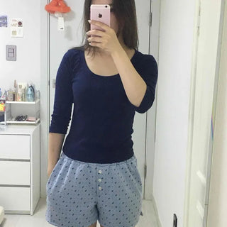 Small Floral Print Frill Ribbon Button Elastic Waist Wide Shorts