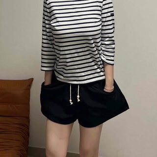 Cooling Crinkly Drawstring Elastic Loose Fit Wide Trunk Shorts