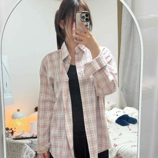 Check Pocket Loose Fit Cotton Blend Shirt