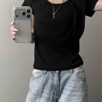 100% Cotton Round Neck Slim Fit Short Sleeve T-shirt