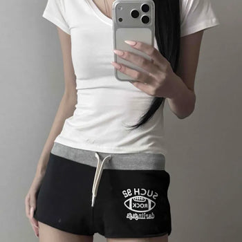Deep V-Neck Cotton Modal Slim Fit Short Sleeve T-Shirt