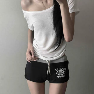 Modal Boat Neck Shirred Cinched Waist Crop Short Sleeve T-shirt