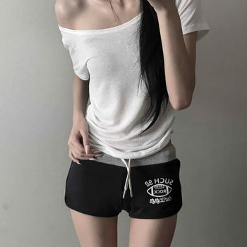 Modal Boat Neck Shirred Cinched Waist Crop Short Sleeve T-shirt
