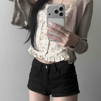 Most Floral Frill Top & Lace Crop Cardigan Set