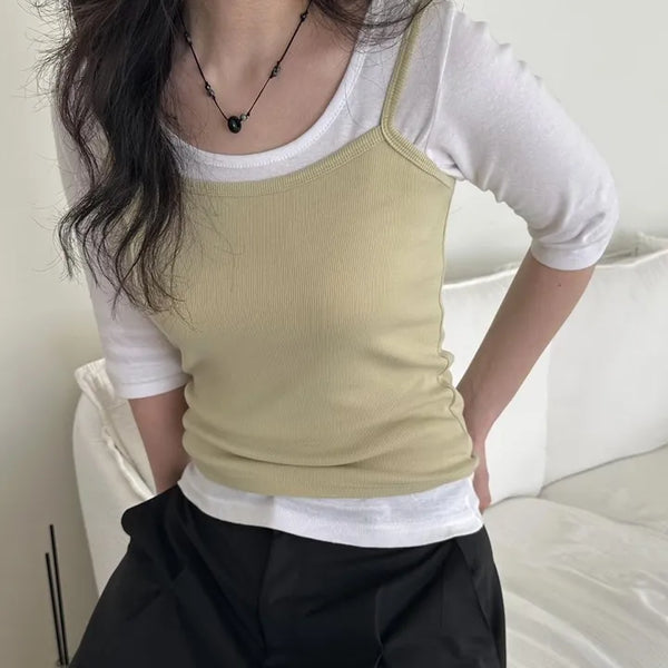 Louve layered strap sleeveless top