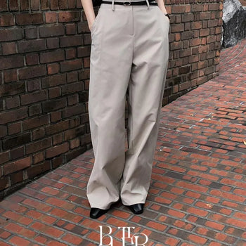 Sydney Pants, Semi-wide Pintuck Flowy Slacks
