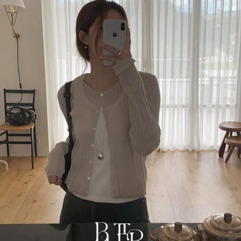 Bella Alpaca Round Cardigan, Delicate Fit Ribbed Knit Transitional Cardigan Daily Look