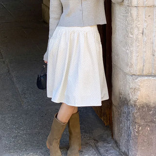 Dot Elastic Midi Skirt
