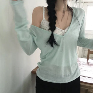 Have Deep V-Neck See-Through T-Shirt