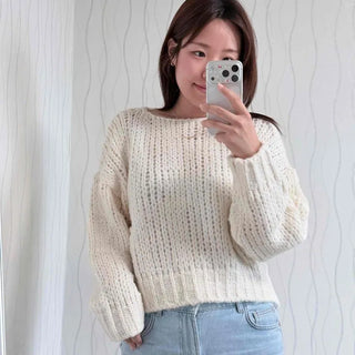 Boat Neck Ribbed Knitted Oversized Knit