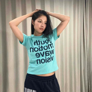 Logo Lettering Vivid Slim Fit Crop Short Sleeve T-shirt