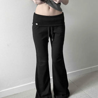 Low-Rise Elastic Folding Training Bootcut Long Pants