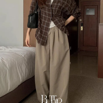 Wooden Harem Pants, Balloon Elastic Harem Jogger Pintuck Wide Pants