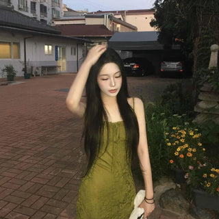 Square Neck Tie Strap Slim Fit H-Line Mini Dress