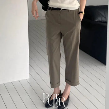 Venice Cabra Pants, Rolled-up Straight Fit Slacks Cropped Pants Spring/Autumn Bottoms 3 Colors