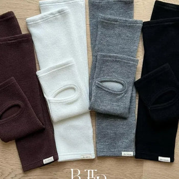 Ribbed leg warmer socks, foot loop leg warmer ribbed long knit socks