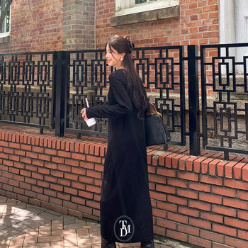 Posie Button Ribbed Long Dress