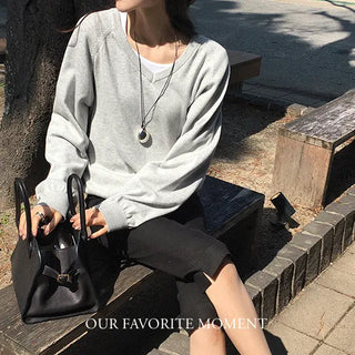 Cotton Loose Fit V-Neck Knit