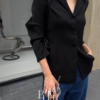 Blythe jacket, collared slim single-button blouse jacket