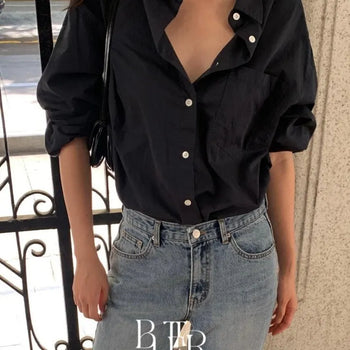 Freya Cotton Shirt, Loose-fit Crispy Oversized Blouse