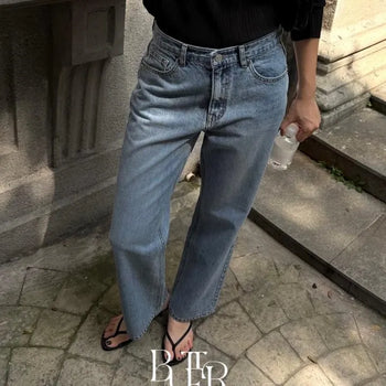 Saint Jean, Straight Semi-Wide Washed Denim Pants